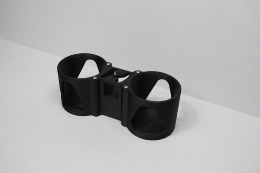 FDM printed cup holder showing installed form, not on car. Hardware included with each purchase.