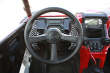 Load image into Gallery viewer, Black anodized paddle shifters with post machined chamfers giving silver contours installed on the honda talon.